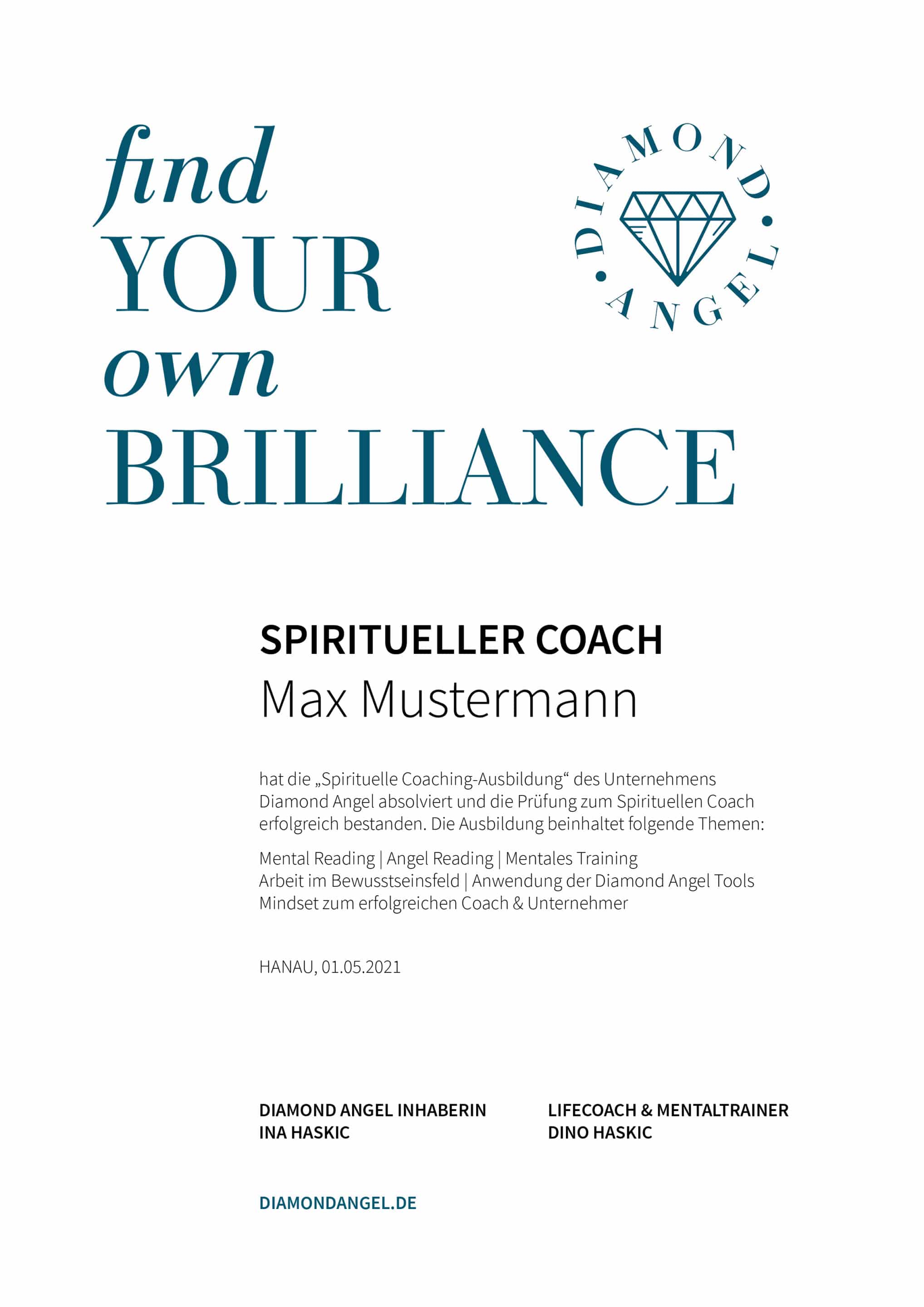 Diamond Angel Spirituelle Coaching-Ausbildung Zertifikat Diamond Angel Spirituelle Coaching-Ausbildung Zertifikat